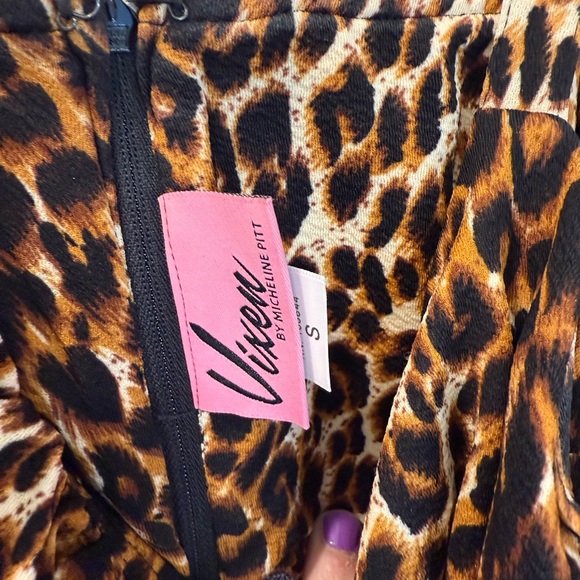Vixen by Micheline Pitt vintage leopard print ingenue dress - small - Picture 3 of 5